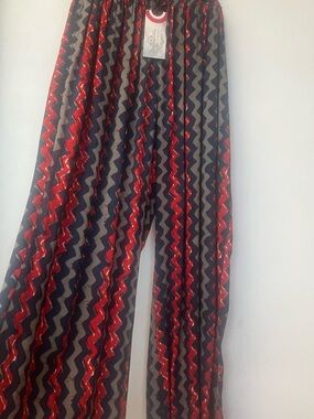Sacred Threads Red, Black & Gray Zigzag Palazzo Pants